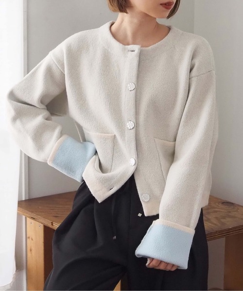 tiptop（ティップトップ）の「【wool】ダブルフェイス配色カーディガン（カーディガン/ボレロ・レディース・アイボリー/グレー/チャコールグレー/ブルー/ピンク・FREE）」の11枚目の写真