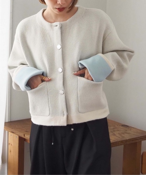 tiptop（ティップトップ）の「【wool】ダブルフェイス配色カーディガン（カーディガン/ボレロ・レディース・アイボリー/グレー/チャコールグレー/ブルー/ピンク・FREE）」の15枚目の写真
