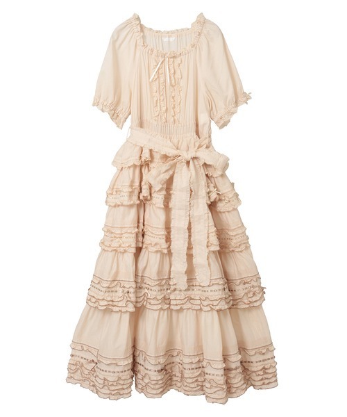 配色フリル使いワンピース（ワンピース）｜PINK HOUSE（ピンクハウス