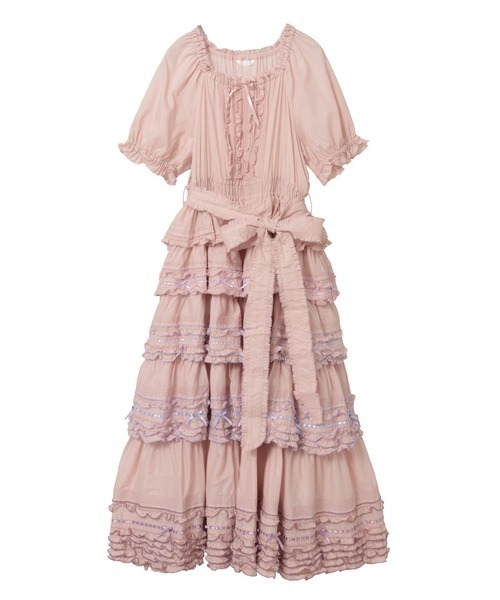 配色フリル使いワンピース（ワンピース）｜PINK HOUSE（ピンクハウス