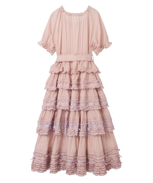 配色フリル使いワンピース（ワンピース）｜PINK HOUSE（ピンクハウス