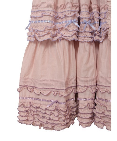 【新品限定品⭐︎】希少価値あり！Pink House パープルフリルワンピース PINK HOUSE（ピンクハウス） ワンピース サッシュベルト付きローン