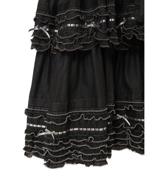 配色フリル使いワンピース