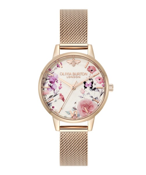 OLIVIA BURTON(オリビアバートン)の「「OLIVIA BURTON/オリビアバートン」シグネチャー - 30mm イラストレイテッド フローラル ローズゴールド メッシュ(アナログ腕時計・レディース・ピンクゴールド・30mm)」の4枚目の写真