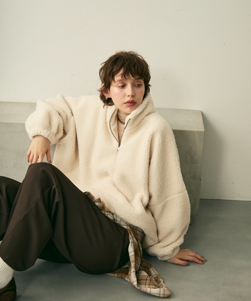 セール】half zip boa pullover / ハーフジップボアプルオーバー
