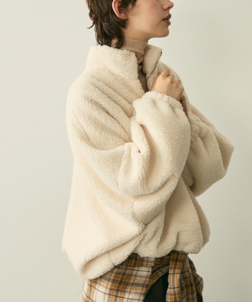full/fill.(フルフィル)の「half zip boa pullover / ハーフジップボアプルオーバー(ブルゾン・レディース・グレー/アイボリー・FREE)」の11枚目の写真