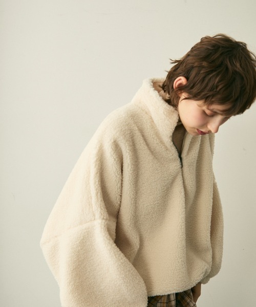 full/fill.(フルフィル)の「half zip boa pullover / ハーフジップボアプルオーバー(ブルゾン・レディース・グレー/アイボリー・FREE)」の12枚目の写真
