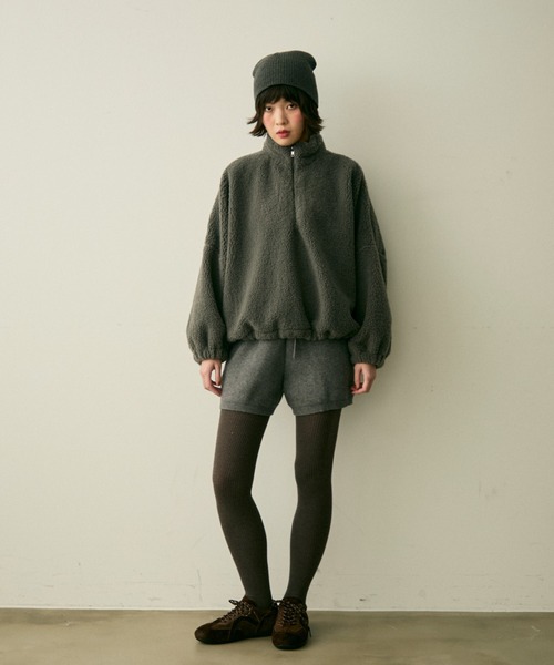 full/fill.(フルフィル)の「half zip boa pullover / ハーフジップボアプルオーバー(ブルゾン・レディース・グレー/アイボリー・FREE)」の3枚目の写真