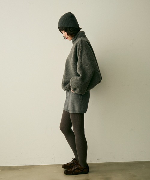 full/fill.(フルフィル)の「half zip boa pullover / ハーフジップボアプルオーバー(ブルゾン・レディース・グレー/アイボリー・FREE)」の4枚目の写真