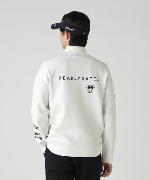 PEARLY GATES】14GダブルJQ×ワッペン風ハイネックニットプルオーバー