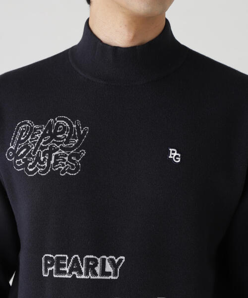PEARLY GATES】14GダブルJQ×ワッペン風ハイネックニットプルオーバー