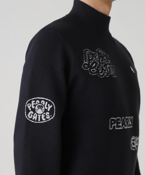PEARLY GATES（パーリーゲイツ）の「【PEARLY GATES】14GダブルJQ×ワッペン風ハイネックニットプルオーバー（Tシャツ/カットソー・メンズ・ベージュ/ネイビー/ホワイト・MEDIUM/LARGE/XX-LARGE/X-LARGE）」の18枚目の写真