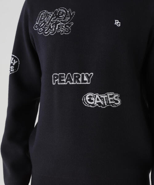 PEARLY GATES】14GダブルJQ×ワッペン風ハイネックニットプルオーバー