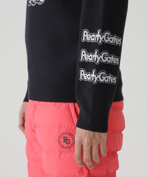 PEARY GATES 14GダブルJQ×ワッペン風ハイネックニットプルオーバー PEARLY GATES】14GダブルJQ×ワッペン風ハイネックニットプルオーバー