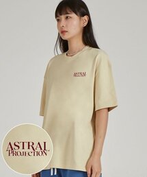 シンプルレタリングロゴラウンドネック15番手綿半袖Tシャツ_バター