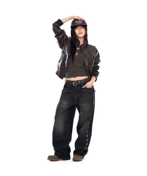 AAKAM（アーカム）の「High-Neck Leather Jacket (Brown)（ライダースジャケット・レディース・その他・1/2）」の4枚目の写真