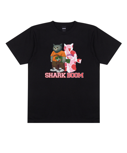 CREAM SODA LAB(クリームソーダラボ)の「シャークブームグレー迷彩半袖Tシャツブラックピンク(Tシャツ/カットソー・レディース・その他・LARGE/MEDIUM/X-LARGE/XX-LARGE)」の1枚目の写真