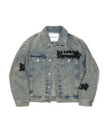 BLACK BLOND（ブラック ブロンド）の「ビビディグラフィティ メタルロゴデニムジャケット（ラスティブルー）（デニムジャケット）」