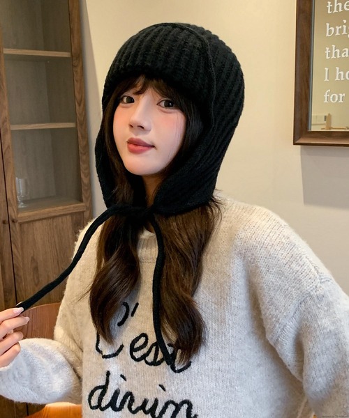 TONE SELECT GOODS(トーンセレクトグッズ)の「pur chouchou/耳当てつき ニット帽 P4529(ニットキャップ/ビーニー・レディース・ピンク/ブラウン/ブラック・FREE)」の2枚目の写真