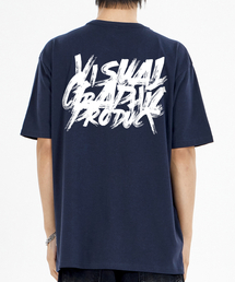 ペイントグラフィティロゴ半袖Tシャツネイビー