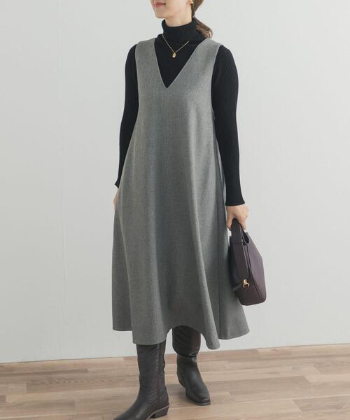 URBAN RESEARCH DOORS（アーバンリサーチドアーズ）の「メランジBACKタックフレアジャンスカ（ワンピース・レディース・グレー/チャコールグレー・FREE）」の2枚目の写真