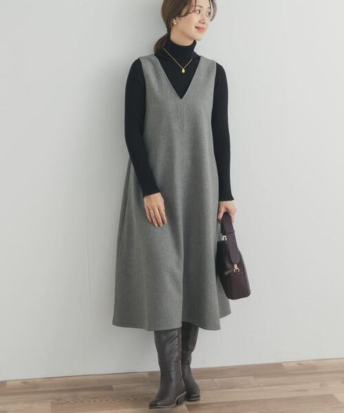 URBAN RESEARCH DOORS（アーバンリサーチドアーズ）の「メランジBACKタックフレアジャンスカ（ワンピース・レディース・グレー/チャコールグレー・FREE）」の3枚目の写真