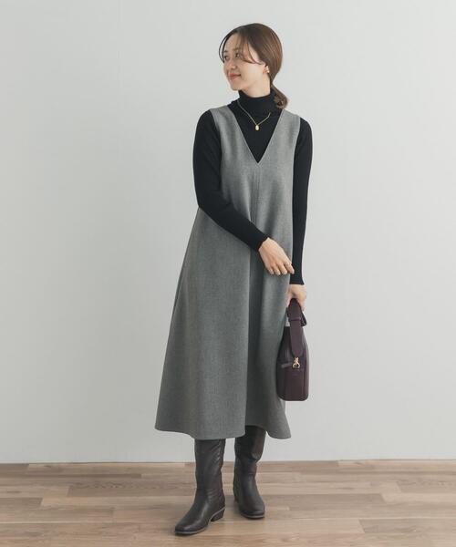 URBAN RESEARCH DOORS（アーバンリサーチドアーズ）の「メランジBACKタックフレアジャンスカ（ワンピース・レディース・グレー/チャコールグレー・FREE）」の4枚目の写真