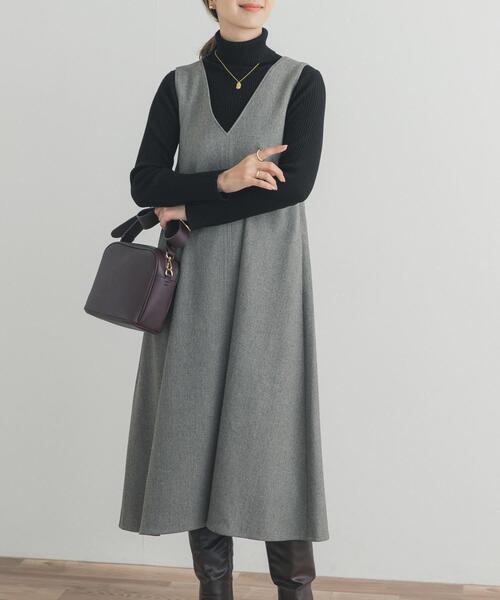 URBAN RESEARCH DOORS（アーバンリサーチドアーズ）の「メランジBACKタックフレアジャンスカ（ワンピース・レディース・グレー/チャコールグレー・FREE）」の7枚目の写真