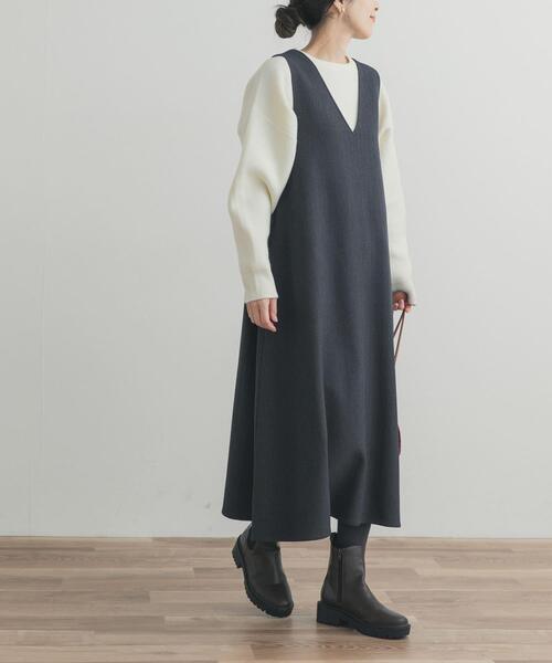 URBAN RESEARCH DOORS（アーバンリサーチドアーズ）の「メランジBACKタックフレアジャンスカ（ワンピース・レディース・グレー/チャコールグレー・FREE）」の16枚目の写真