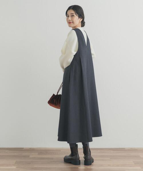 URBAN RESEARCH DOORS（アーバンリサーチドアーズ）の「メランジBACKタックフレアジャンスカ（ワンピース・レディース・グレー/チャコールグレー・FREE）」の18枚目の写真