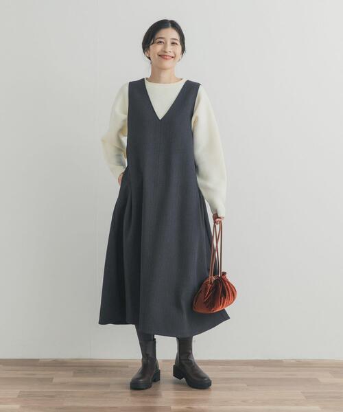 URBAN RESEARCH DOORS（アーバンリサーチドアーズ）の「メランジBACKタックフレアジャンスカ（ワンピース・レディース・グレー/チャコールグレー・FREE）」の19枚目の写真