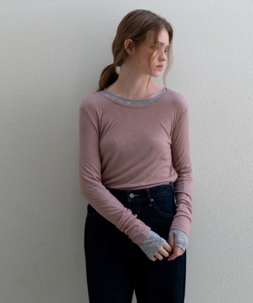 UNNOUT(アナウト)の「SOFT WOOL JERSEY T-SHIRT DUSTY PINK(Tシャツ/カットソー・レディース・その他・FREE)」の1枚目の写真