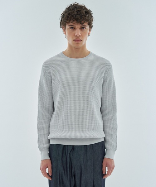ESTNATION(エストネーション)の「ESTNATION / スビンコットン ワッフルニット(ニット/セーター・メンズ・ライトグレー/ホワイト/ネイビー/ブラック・X-LARGE/LARGE)」の16枚目の写真