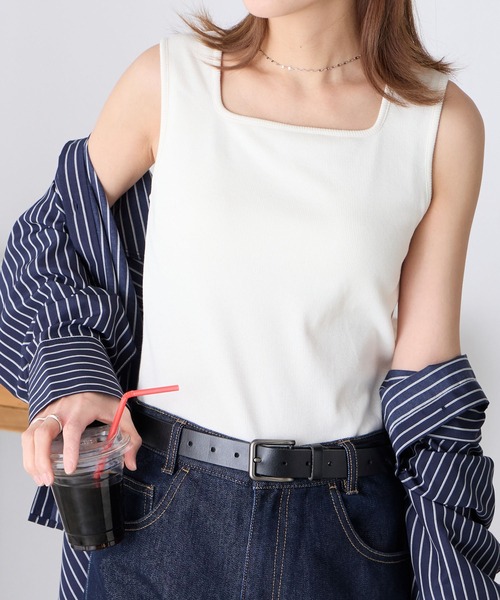 BONLECILL(ボンルシール)の「カップ付きスクエアネックタンクトップ(タンクトップ・レディース・モカ/ミント/オレンジ/ブラウン/レッド/ピンク/アイボリー/ブラック/チャコールグレー/ブルー・S/M/L/LL)」の13枚目の写真