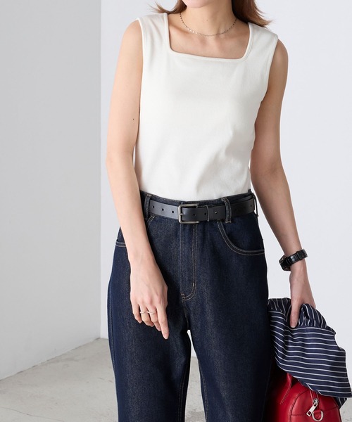 BONLECILL(ボンルシール)の「カップ付きスクエアネックタンクトップ(タンクトップ・レディース・モカ/ミント/オレンジ/ブラウン/レッド/ピンク/アイボリー/ブラック/チャコールグレー/ブルー・S/M/L/LL)」の14枚目の写真