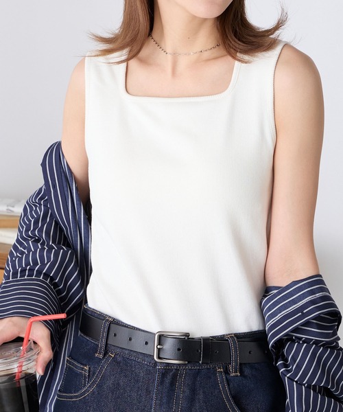 BONLECILL(ボンルシール)の「カップ付きスクエアネックタンクトップ(タンクトップ・レディース・モカ/ミント/オレンジ/ブラウン/レッド/ピンク/アイボリー/ブラック/チャコールグレー/ブルー・S/M/L/LL)」の17枚目の写真