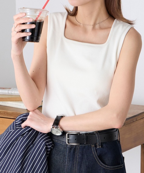 BONLECILL(ボンルシール)の「カップ付きスクエアネックタンクトップ(タンクトップ・レディース・モカ/ミント/オレンジ/ブラウン/レッド/ピンク/アイボリー/ブラック/チャコールグレー/ブルー・S/M/L/LL)」の21枚目の写真