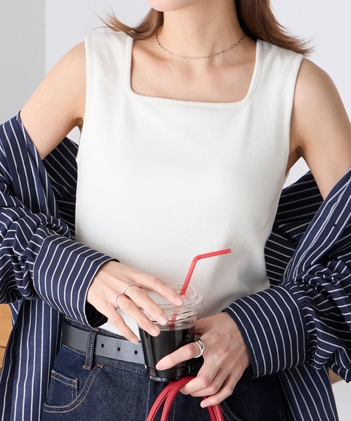 BONLECILL(ボンルシール)の「カップ付きスクエアネックタンクトップ(タンクトップ・レディース・モカ/ミント/オレンジ/ブラウン/レッド/ピンク/アイボリー/ブラック/チャコールグレー/ブルー・S/M/L/LL)」の22枚目の写真