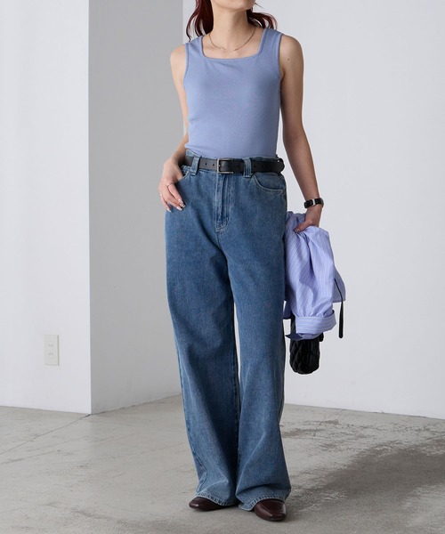 BONLECILL（ボンルシール）の「【接触冷感/抗菌防臭】カップ付きスクエアネックタンクトップ（タンクトップ・レディース・モカ/ミント/オレンジ/ブラウン/レッド/ピンク/アイボリー/ブラック/チャコールグレー/ブルー・S/M/L/LL）」の20枚目の写真