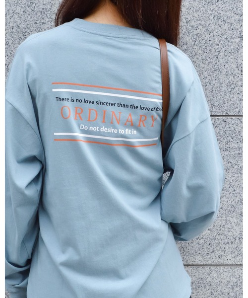 spiritoso(スピリトーゾ)の「ORDINARYプリントロングTシャツ(Tシャツ/カットソー・レディース・サックスブルー/オリーブ/オフホワイト・FREE)」の3枚目の写真