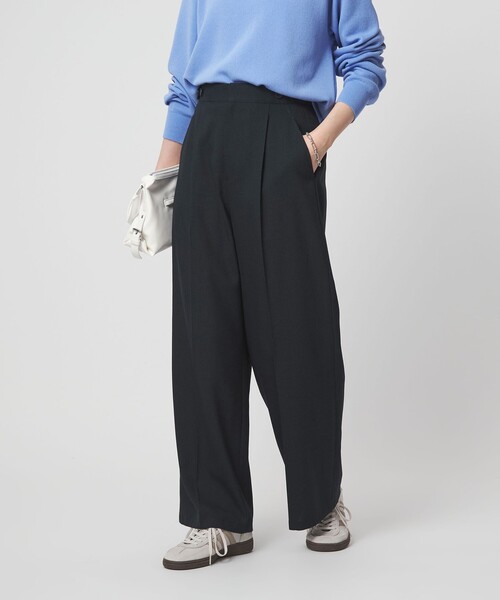 green label relaxing(グリーンレーベルリラクシング)の「ラミーブレンド ワイド パンツ(その他パンツ・レディース・ネイビー/ベージュ・40/38/36)」の2枚目の写真