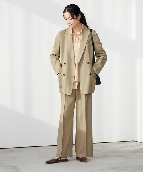 green label relaxing(グリーンレーベルリラクシング)の「ラミーブレンド ワイド パンツ(その他パンツ・レディース・ネイビー/ベージュ・40/38/36)」の5枚目の写真