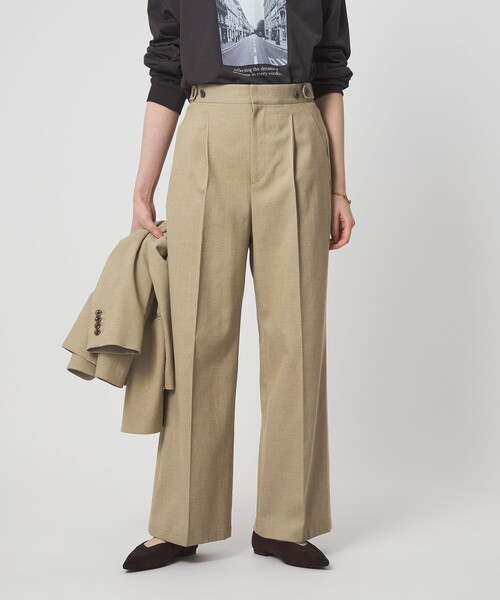 green label relaxing(グリーンレーベルリラクシング)の「ラミーブレンド ワイド パンツ(その他パンツ・レディース・ネイビー/ベージュ・40/38/36)」の7枚目の写真