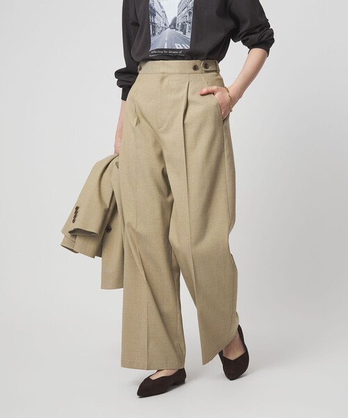 green label relaxing(グリーンレーベルリラクシング)の「ラミーブレンド ワイド パンツ(その他パンツ・レディース・ネイビー/ベージュ・40/38/36)」の8枚目の写真