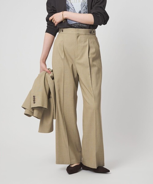 green label relaxing(グリーンレーベルリラクシング)の「ラミーブレンド ワイド パンツ(その他パンツ・レディース・ネイビー/ベージュ・40/38/36)」の9枚目の写真