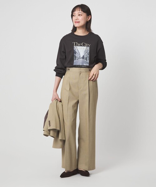 green label relaxing(グリーンレーベルリラクシング)の「ラミーブレンド ワイド パンツ(その他パンツ・レディース・ネイビー/ベージュ・40/38/36)」の11枚目の写真