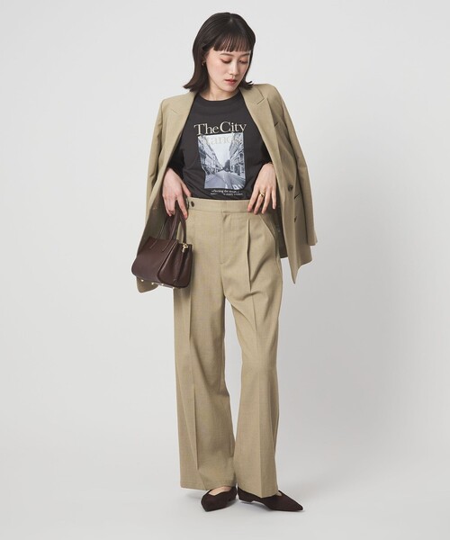 green label relaxing(グリーンレーベルリラクシング)の「ラミーブレンド ワイド パンツ(その他パンツ・レディース・ネイビー/ベージュ・40/38/36)」の12枚目の写真