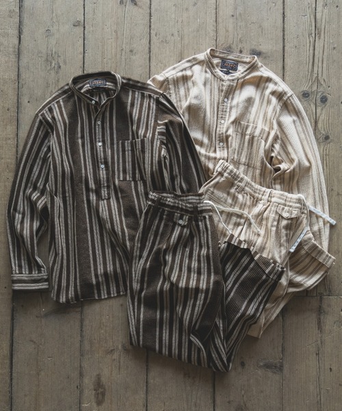 BEAMS PLUS(ビームスプラス)の「2 Pleats Relax Trousers Indian Oxford Stripe(その他パンツ・メンズ・ベージュ/ブラウン・L/S/M)」の3枚目の写真