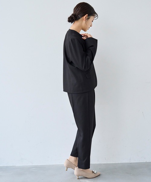 mil(ミル)の「Vネック ノーカラージャケット 【セットアップ対応】【585146】(ノーカラージャケット・レディース・ブラック/ライトベージュ/グレイッシュベージュ・S/M)」の6枚目の写真