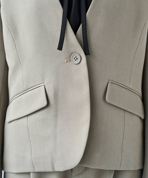 Vネック ノーカラージャケット 【セットアップ対応】【585146】（ノー